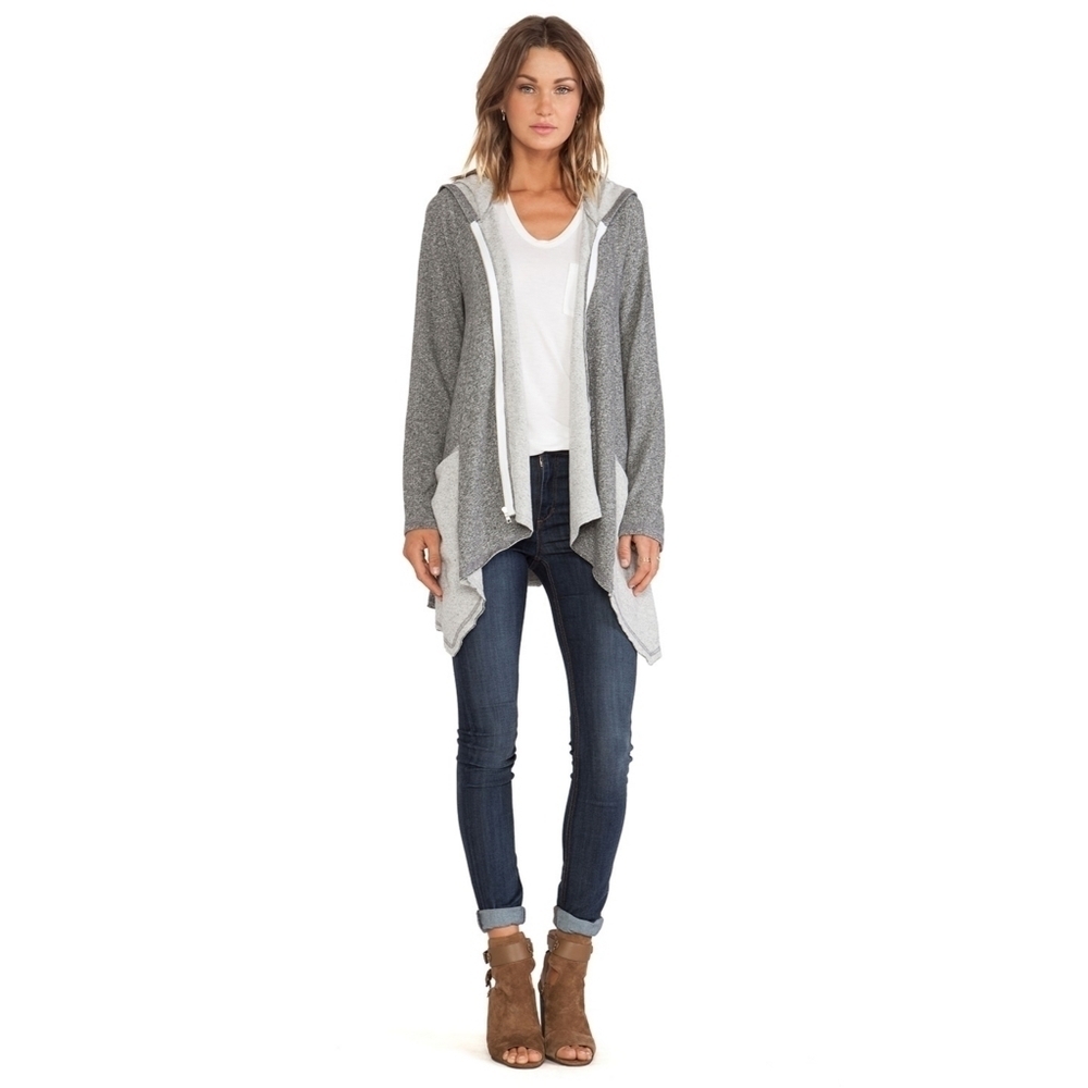 MICHAEL LAUREN // ltd ed casper full zip asymmetric super soft hooded ja…